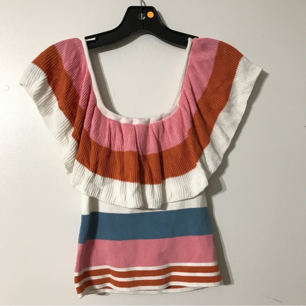 Forever 21 Knit Off Shoulder Striped Ribbed Top